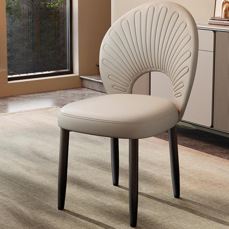 Modern Leather Dining Chair Restaurant Soft Backrest Stool INS Cream Style Makeup Chair Ergonomic Design Household Furniture