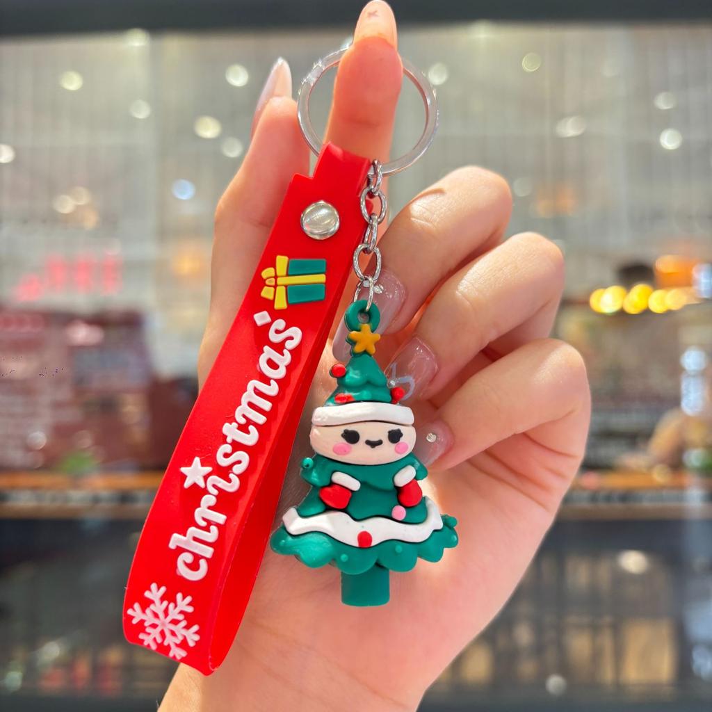 New Christmas Cartoon Keychain Bag Pendant Exquisite Santa Claus Car Keychain Small Gift