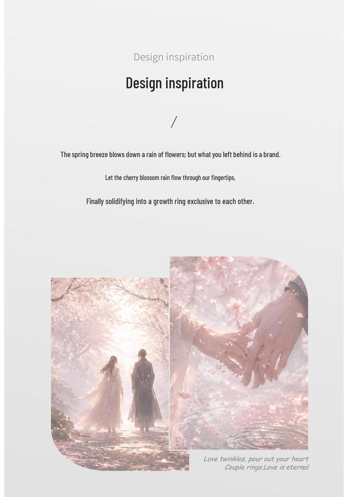 Cherry Blossom Couple Rings: 999 Sterling Silver, Sweet Luxury Design, Perfect for Anniversaries.