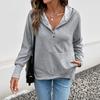 Women S Casual Solid Waffle Knit Pullover Hooded Sweatshirt