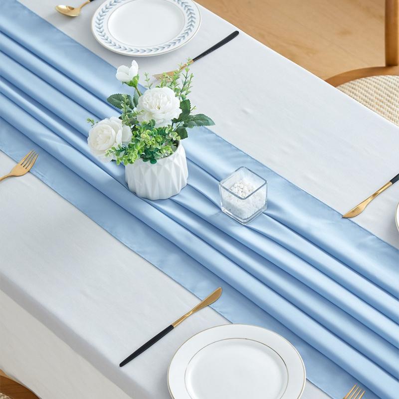 Chiffon Tischläufer 70 x 300cm, Weiche durchsichtige Tischfahne für Hochzeitsfeier Bankett, Elegante einfarbige Tischdekoration