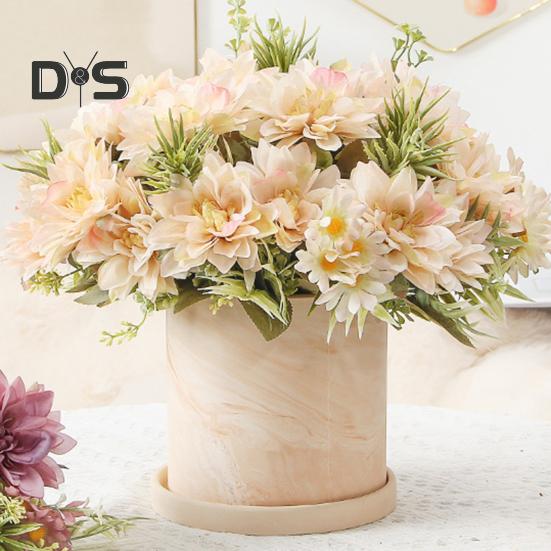 Simulated Flower Bouquet 5 Forks Flower Leaves Artificial Bouquet Realistic Silk Flowers Indoor Outdoor Decoration