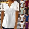 Women's Fashion Casual Solid Color Print Short Sleeve V Neck Blouses & Shirts
