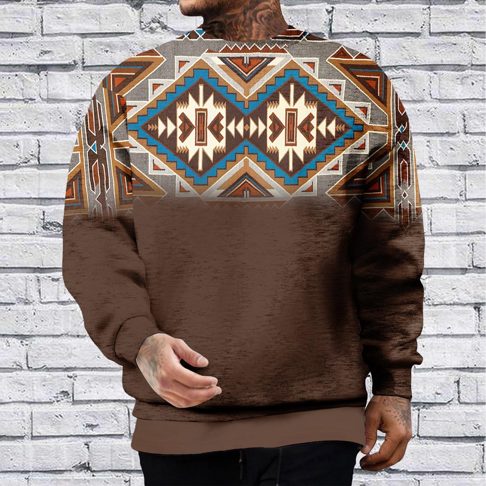 

Чоловічий великий вільний потовщений пуловер з довгим рукавом і круглим вирізом із двох предметів XXXL кавовий