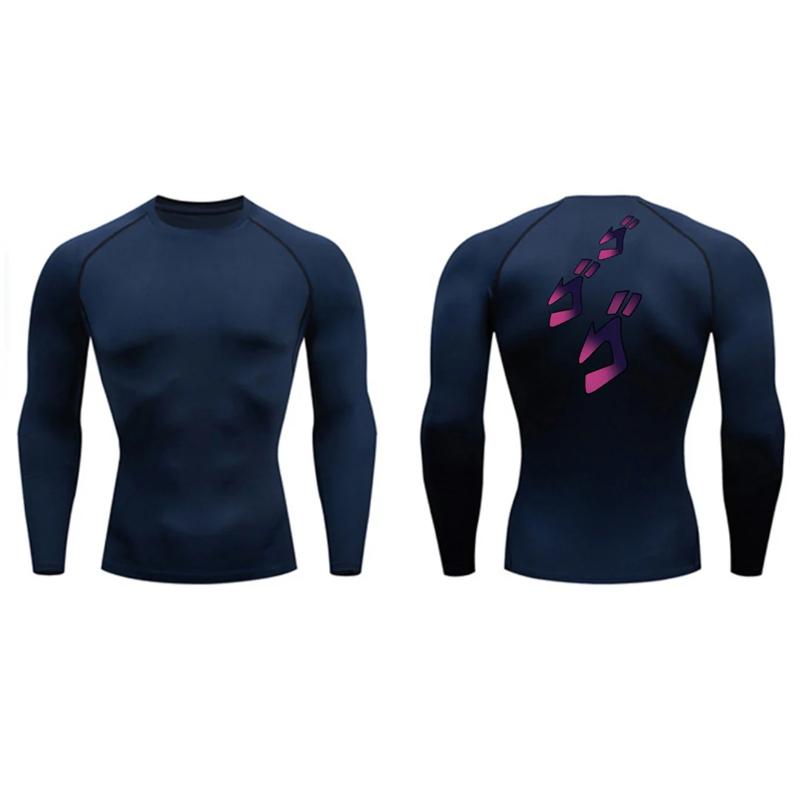 JOJO Print Compression Shirt for Men Gym Workout Running Tshirt Undershirts Baselayers Athletic Quick Dry Tees Tops Activewear