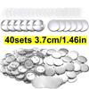 40Set 3.7cm/1.46in Round Button Parts Kit - Tinplate Tops & Plastic Clips with Film for DIY Button Maker Machine, ZSY