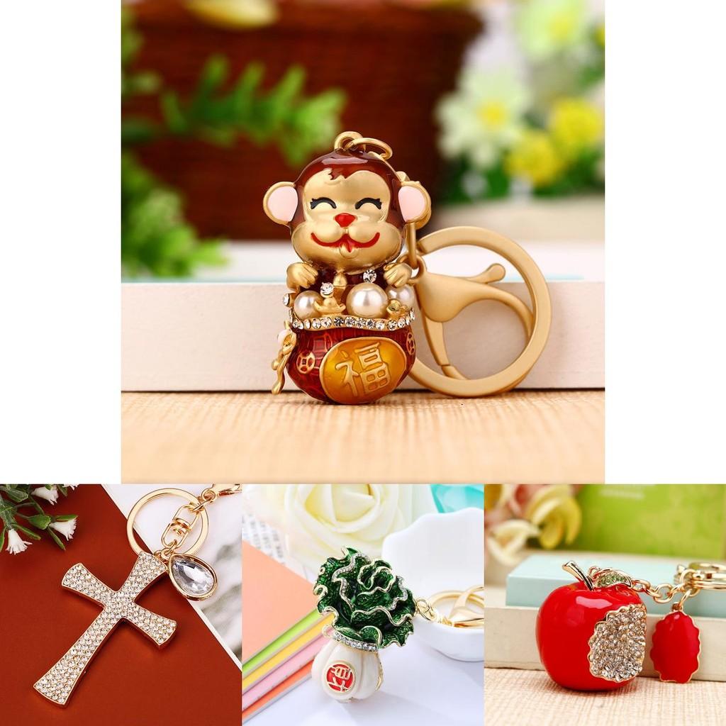 Art Modern Fashionable Rhinestone Cross Key Ring For Handbag Perfect For Gifting Celebrations And