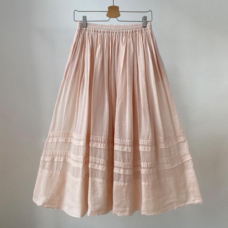 

Johnature винтажные лоскутные женские юбки Ramie, весенние однотонные женские юбки с эластичной резинкой на талии Mori One Size розовый