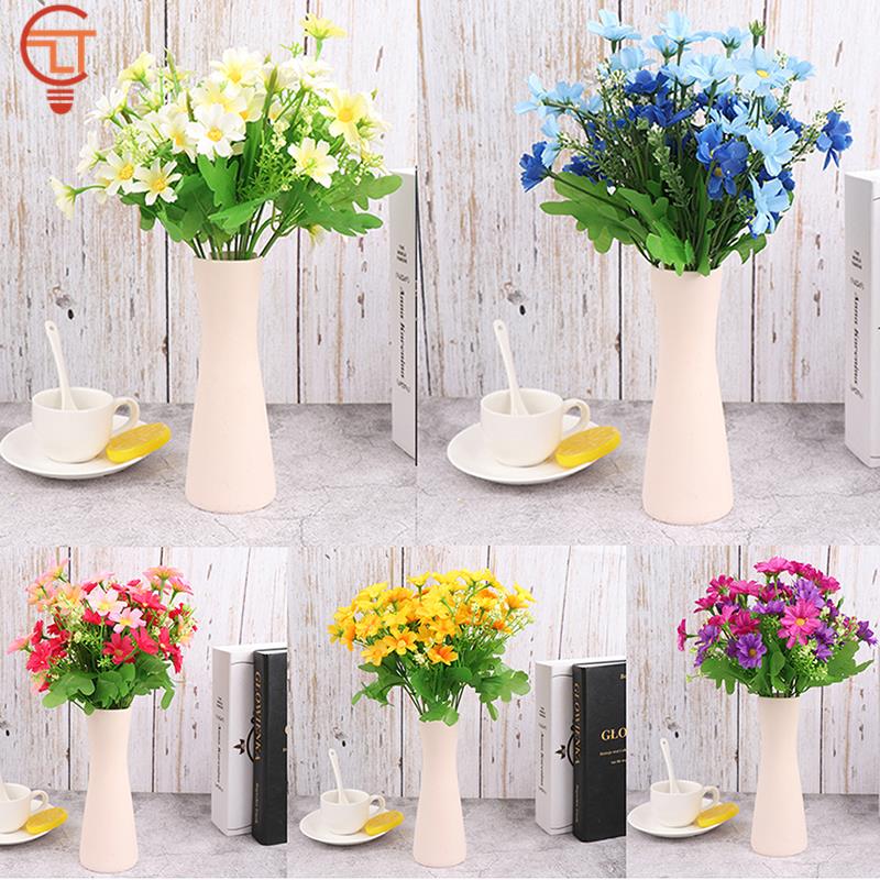 1 Bouquet 7 Branch 28 Heads Cute Silk Daisy Artificial Flower DIY Wedding Party Flower Bouquet Home Decoration Fake Daisy Flower