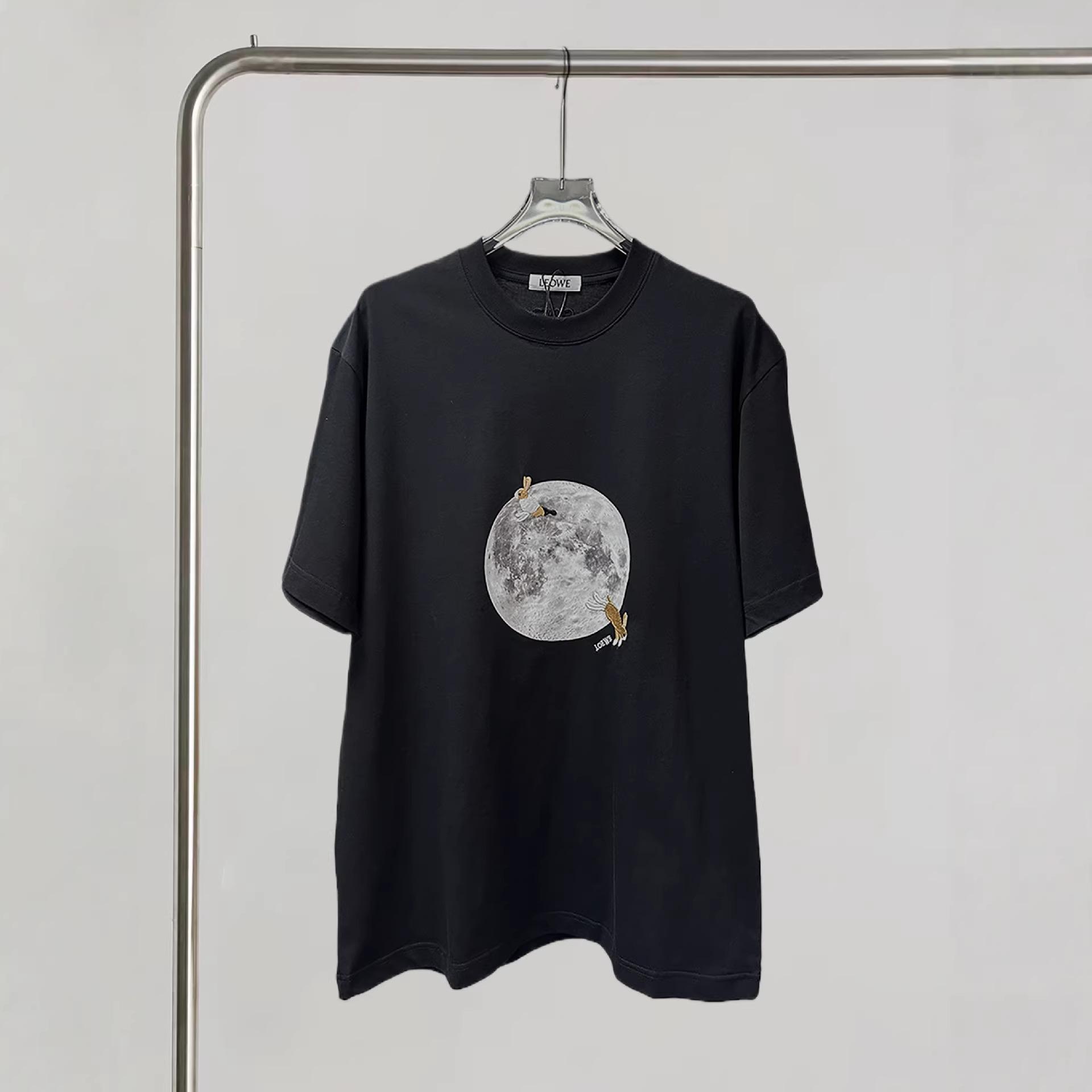 Trendy Luo Jia Women s Short-Sleeve Moon Rabbit Embroidered Cotton T-Shirt M (75-85 kg) чёрный