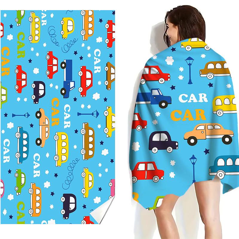 Cute Car Pattern Beach Towel High Water Absorption Quick Drying Soft and Lightweight Perfect for Yoga Swimming and Camping