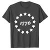 Vintage 1776 Circle 13 Stars Print Tshirt Patriotic Usa Graphic Short Sleeve Casual Outdoor Holiday Daily Wear Tee Fashion Trend