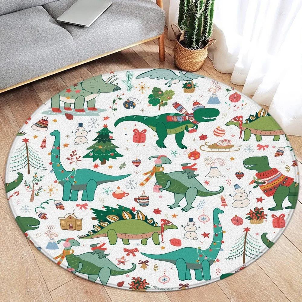 Christmas Red Socks Round Carpet Christmas Tree Elk Snowman Round Carpet Bedroom Carpet Home Floor Mat Washable Leisure Carpet