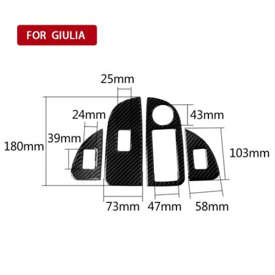 4Pcs Carbon Fiber Interior Window Control Cover Trim For Alfa Romeo Giulia