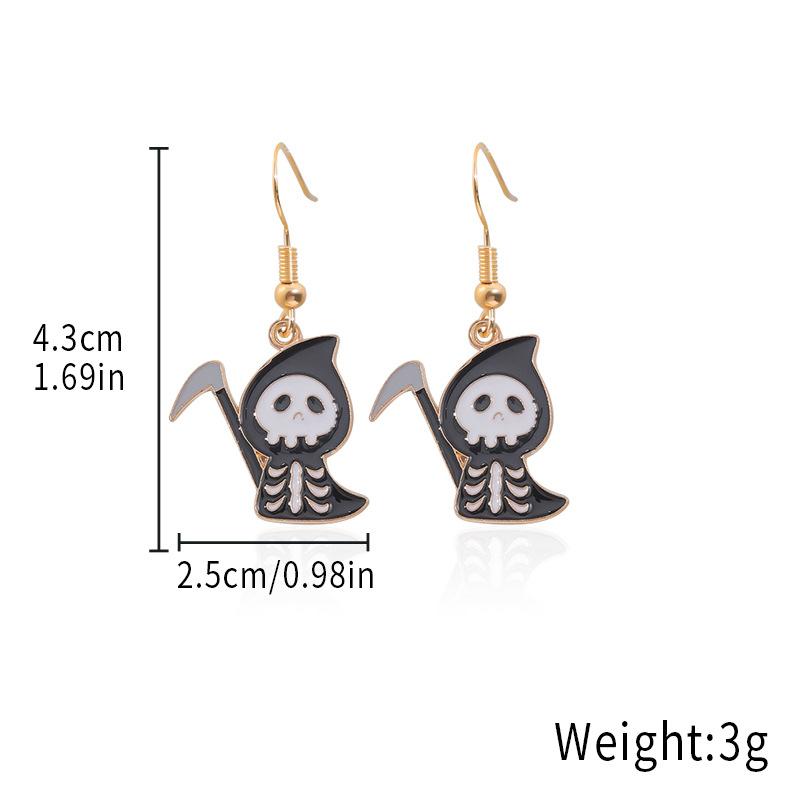 Halloween Earrings Cartoon Ghost Kid Earrings, Dripping Oil Cute Reaper Pumpkin Earrings Horror Earrings