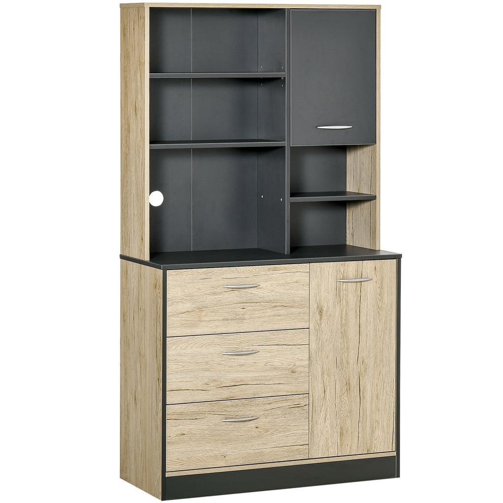 Meuble de cuisine multifonction en bois autoportant, rangement, organisateur pour micro-ondes, armoire avec portes et tiroirs, meubles de salle à manger