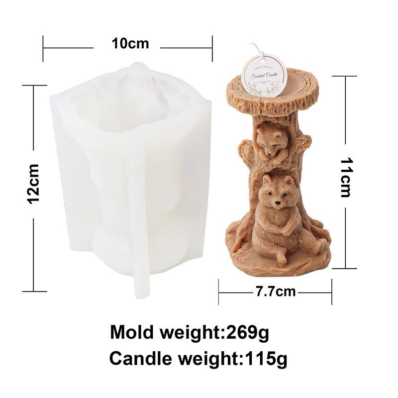 3D Cute Stacked monkey candle silicone mold lovely animalcake chocolate silicone mold rabbit tortoise bear resin silicone mold