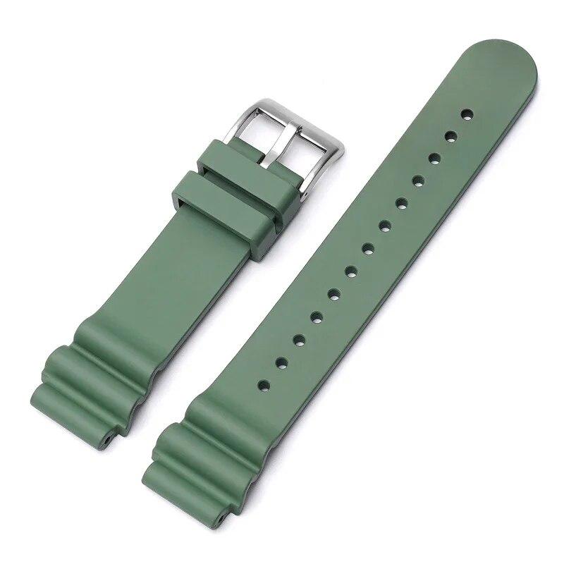 Fluoro Rubber Strap for Seiko 20mm 22mm FKM Watch Band Stainless Steel Buckle Waterproof Diving Men Women Replacement Watchband