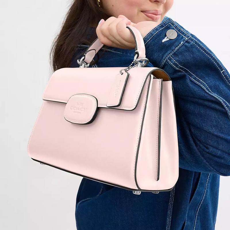 Coach Eliza 27 Removable Shoulder Strap Snap Closure Refined Calfskin Large Shoulder Tote Women Handbags Blush CT852-SVB5