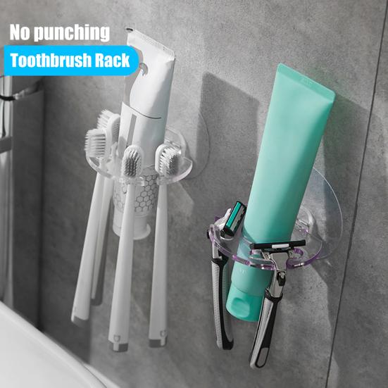 Toothbrush Rack Punch-free Wall-mounted PS Strong Load-bearing Toothbrush Holder Household Supplies