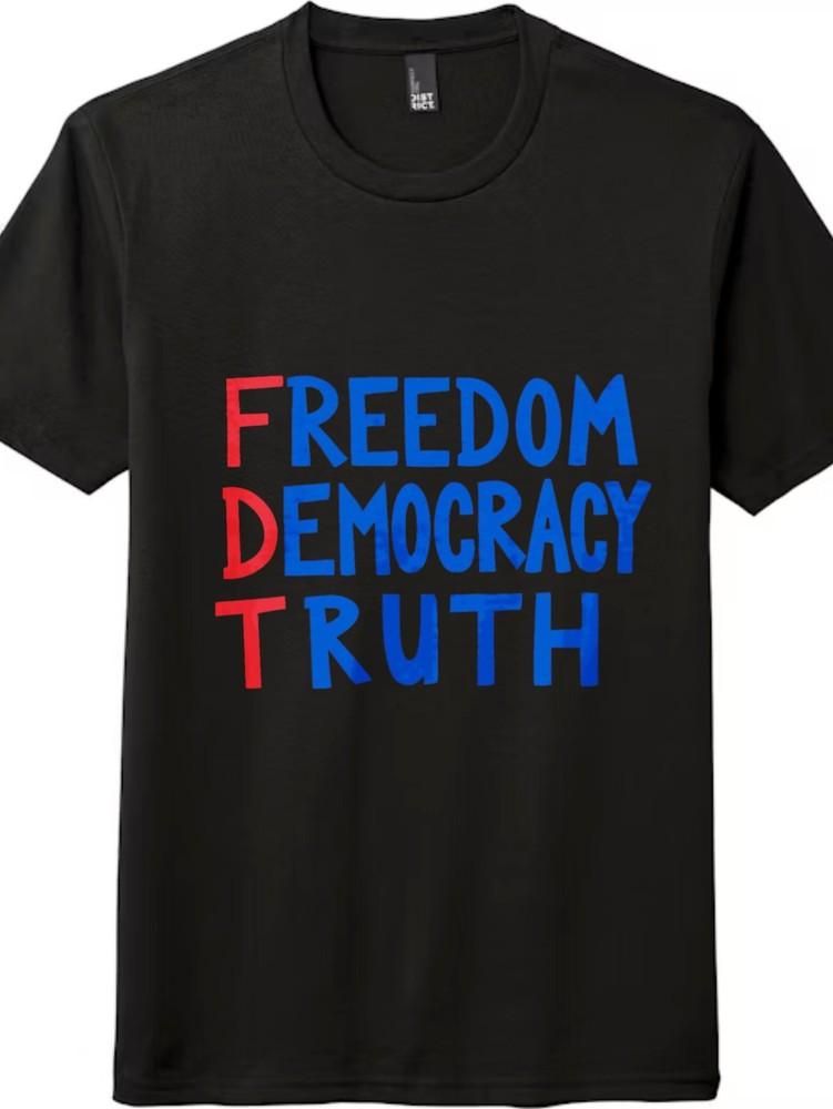 Футболка «Свобода, демократия, правда», унисекс, повседневная, модная, патриотическая, удобная. S