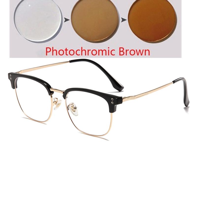Anti Blue Rays/Photochromic Square Myopia Glasses Outdoor Shade Anti-Uv Short-Sight Prescription Eyewear 0 -0.5 -0.75 To -6.0