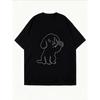White Oversized T-Shirt With Dog Outline Print For Casual Wear