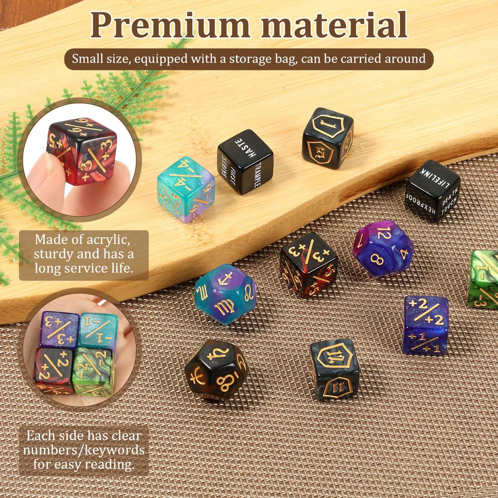 78/99 Pcs Counter Dice Set Acrylic Plus and Minus Dice Set Polyhedral Dice Toys with Storage Pouch for Party Games Accessories