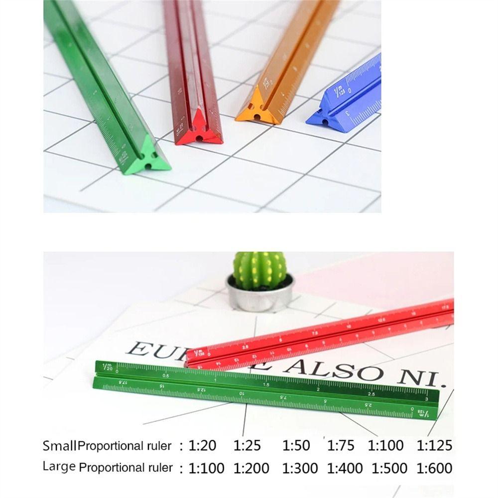 Multi-function Triangular Scale Ruler Smoothly Metal Ruler Students Measuring Ruler Stationery