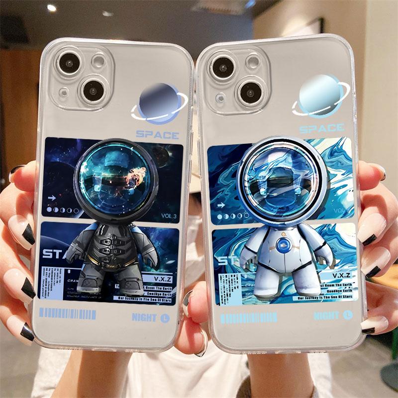 Przezroczyste etui do Apple iPhone 14 11 13 12 Pro 7 8 Plus XR X XS Max 6 6S 13Pro Silikonowe etui na telefon Mechaniczny astronauta Kosmos