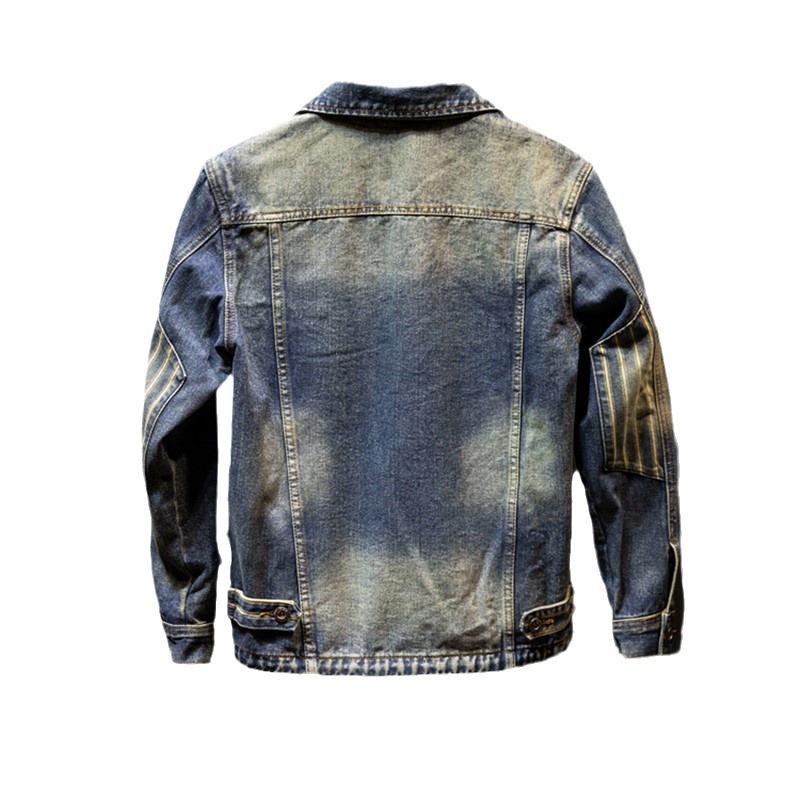 Men's Retro Dark Denim Jacket: Trendy European & American Street Style 