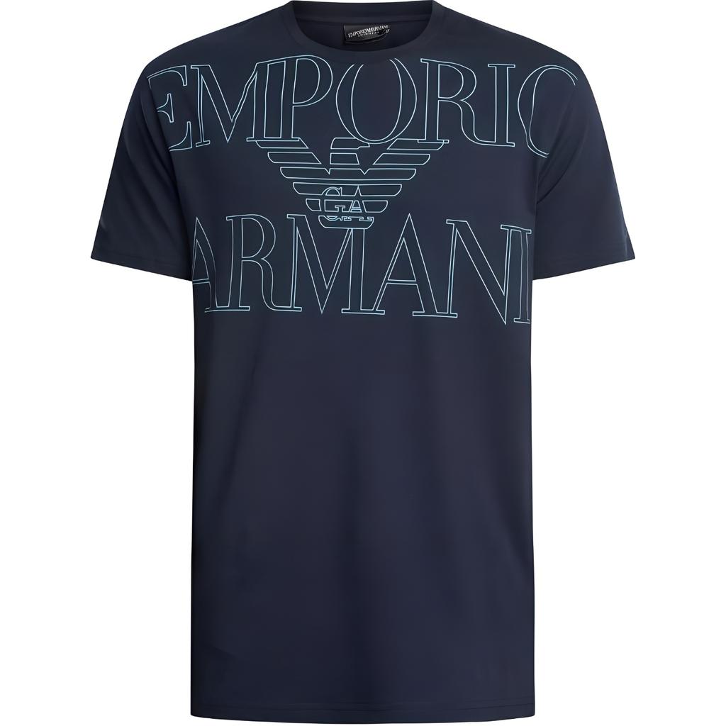 Emporio Armani Logo Print Crew Neck Short Sleeve T-Shirt Men tops Blue EM000574-AF12326-UB102