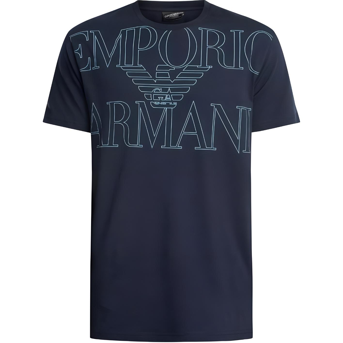 Emporio Armani Logo Print Crew Neck Short Sleeve T-Shirt Men tops Blue EM000574-AF12326-UB102 XL 9250₽