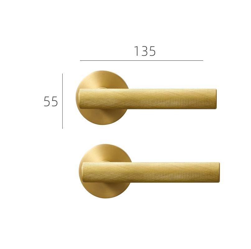DOOROOM Brass Knurled Thumb Turn Key Latch Lever Handle Cylinder Key Escutcheon Passage Room Lock
