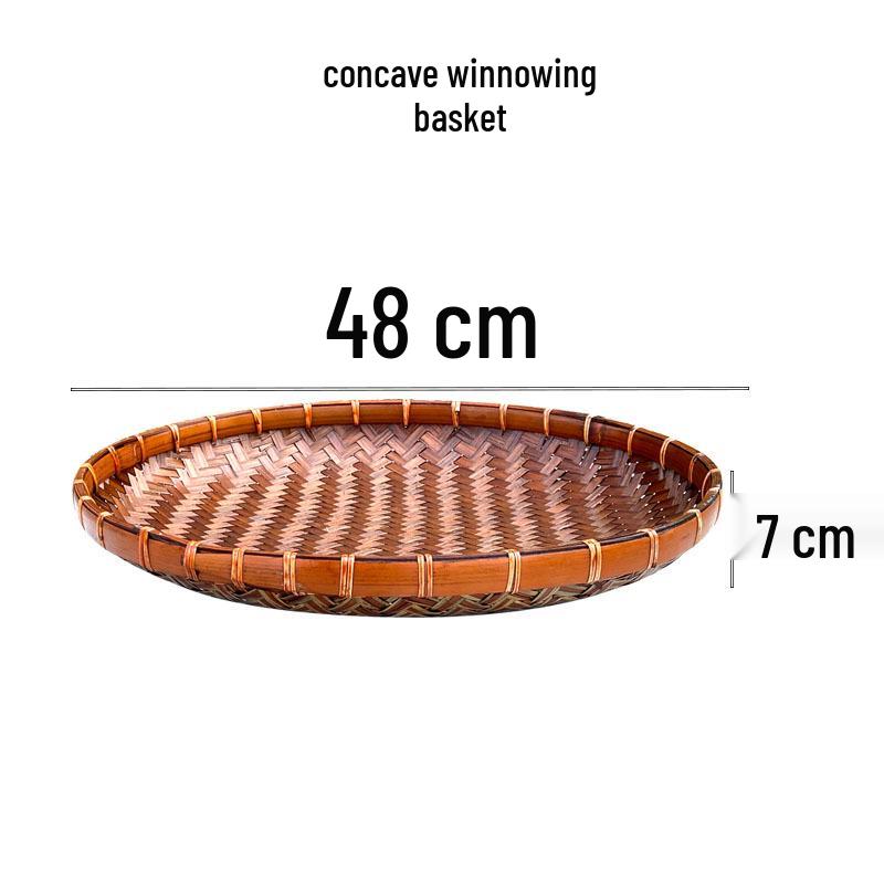 Handmade Retro Round Bamboo Basket: Multi-Purpose Storage, Winnowing Sieve, and Fruit Plate