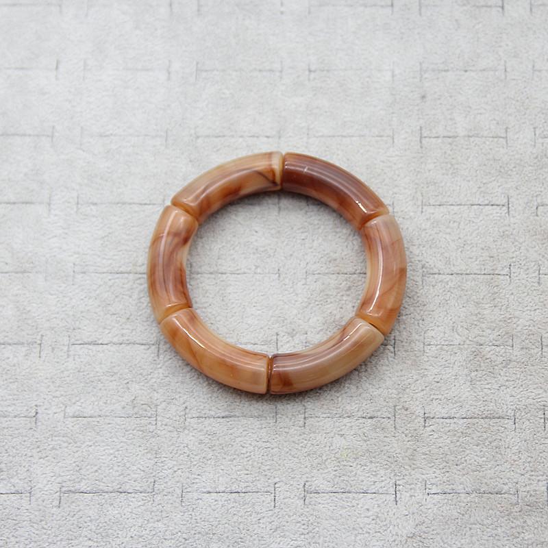 New Mixed Gold Color Tube Beads Acrylic Bracelets Bangles for Women Men Stretch Bamboo Curved Resin Bracelet Stack Jewelry Gifts