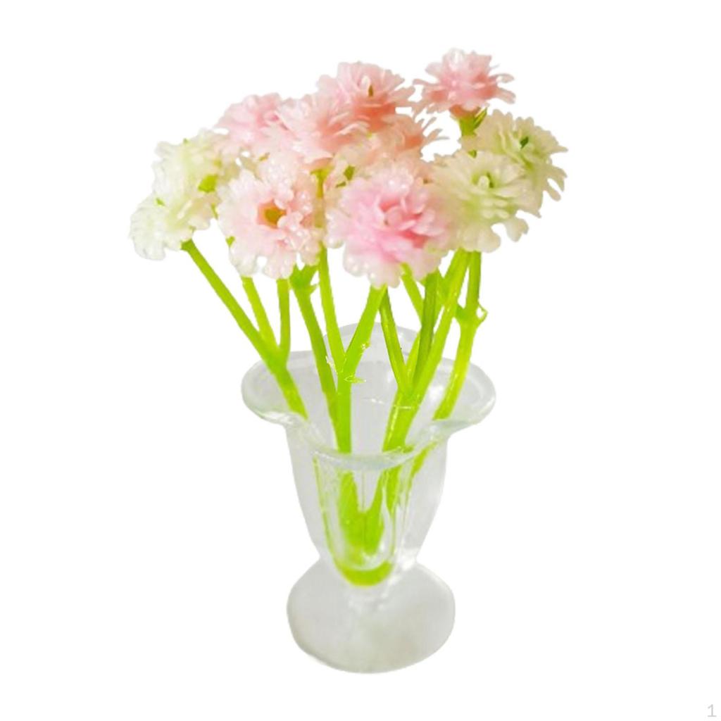 1:12 Flowers with Vase Life Scene Accessories Living Room Micro Landscape Miniature Flower Pot