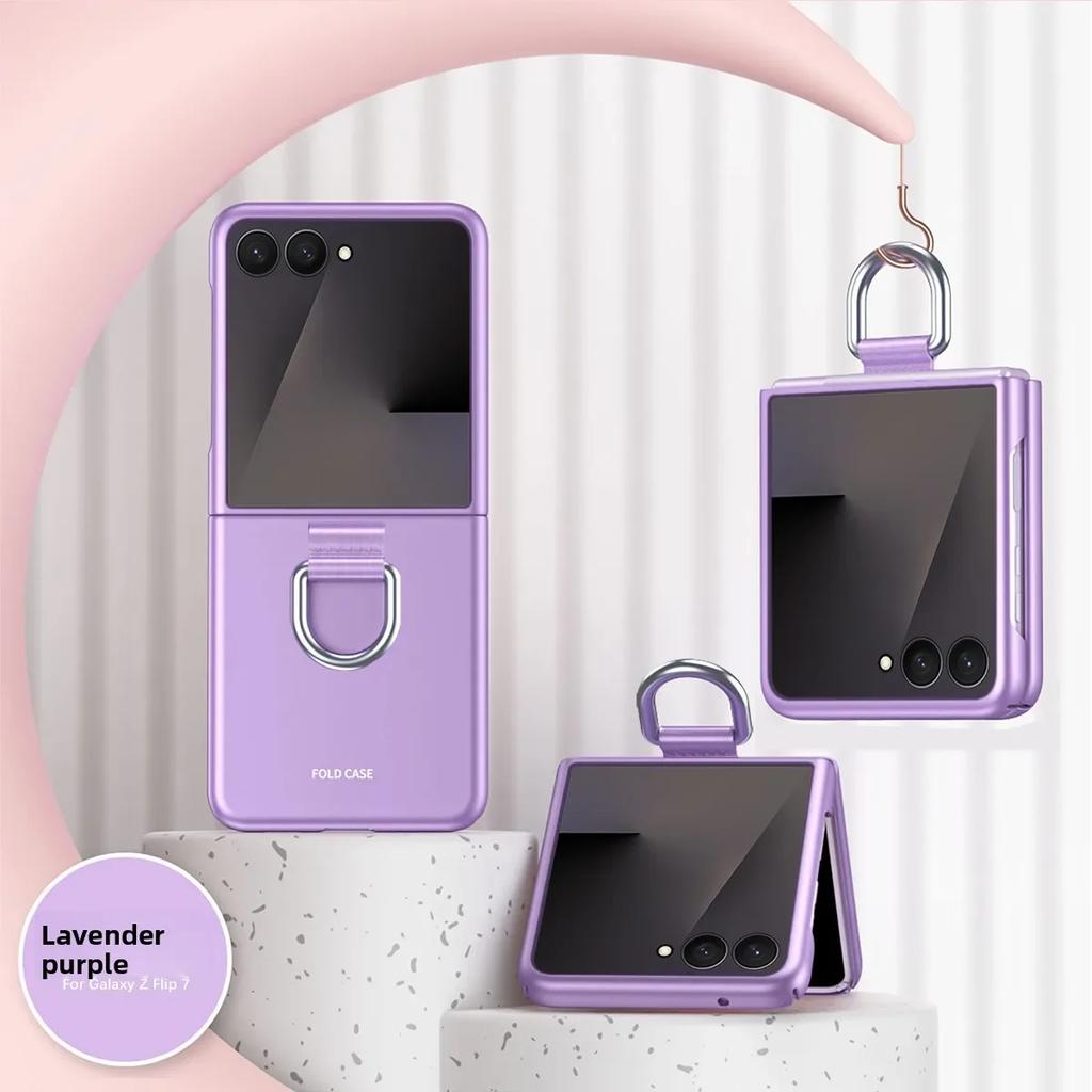 Slim Hard Frosting Ring Phone Case for Samsung Galaxy Z Flip 7 FE 6 5 4 3 Flip6 Flip5 ZFlip7 5G Protective Cover