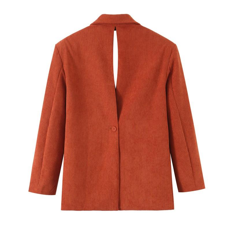 Womens Corduroy Blazer Pants Set Office Commute Style Elegant Loose Fit Long Sleeve Fall Season