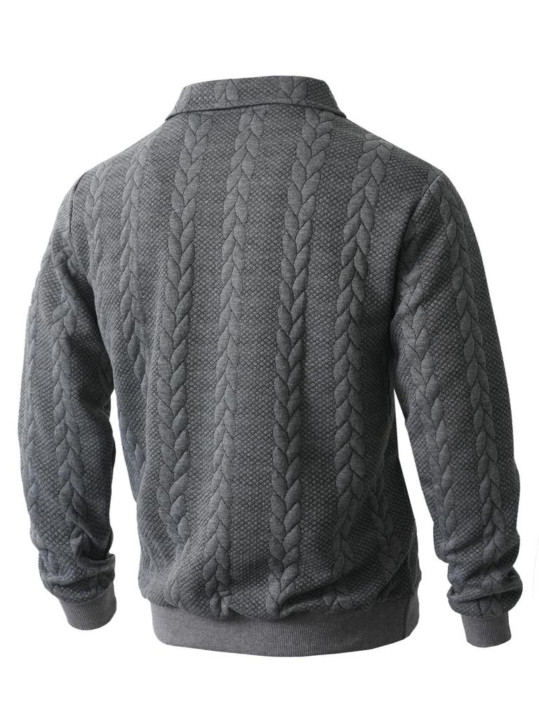 European Jacquard Knit Half-Zip Hoodie for Men - Autumn/Winter Casual Sportswear