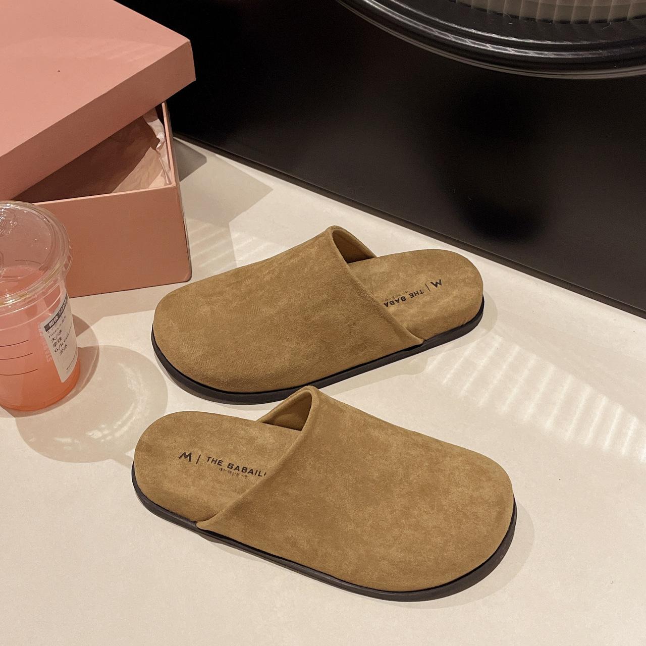 

Boken shoes platform bag head half slippers women s outer wear 2025 autumn new home one-pedal pregnant women s non-slip slippers 40 хаки