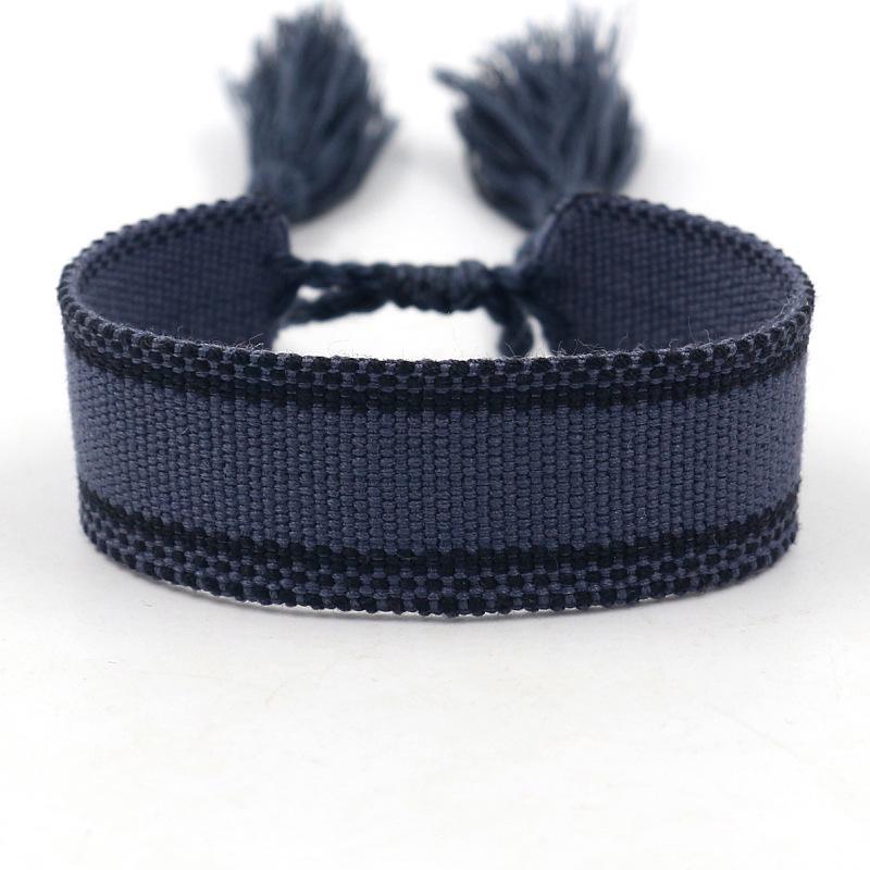 Ethnic Style Woven Bracelet with Embroidered Tassels - D Family DIY Promotion Wristband