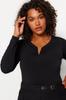  Women's Plus Size Blouse Black V-Neck Sandy Knitted Blouse