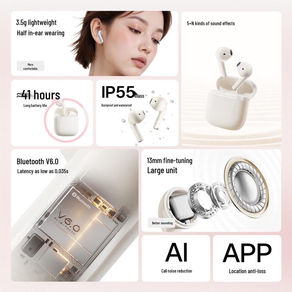 Edifier Zero Air Pro: Noise-Canceling Bluetooth V6.0 with Anti-loss Positioning, Long Battery Life, Large Drivers