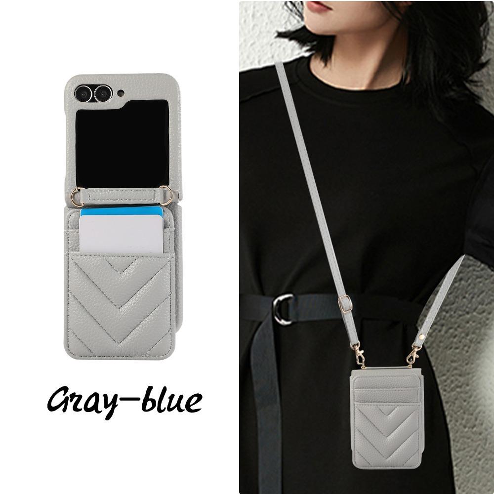 Crossbody Leather Phone Case for Samsung Galaxy Z Flip 6 5 4 3 Flip6 Flip5 Flip4 Flip3 Wallet with Card Holder Protection Cover