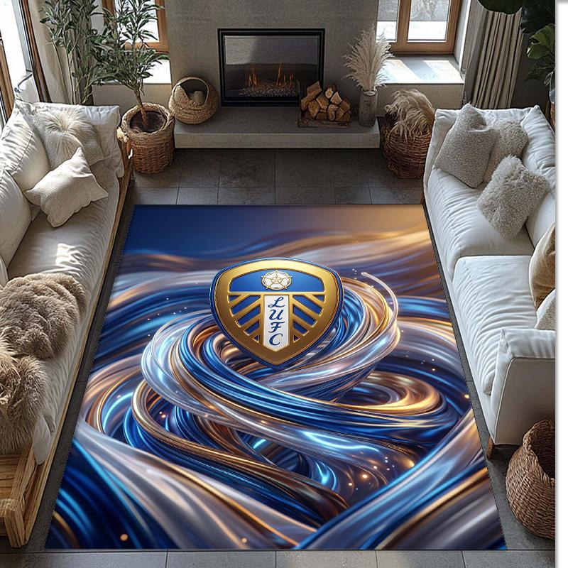 Tappeto in Velluto di Cristallo con Stampa del Leeds United Football, Comodo Assorbente d'Acqua Antiscivolo Tappeto per Pavimenti Interni