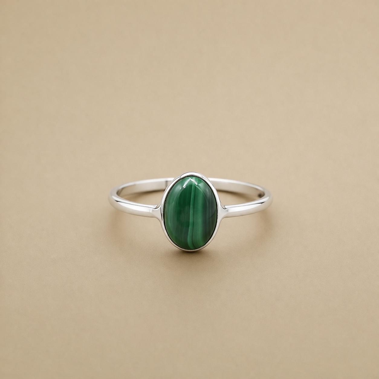 Malachite Oval Ring, 925 Sterling Silver Bezel Ring, Green Gemstone Statement Ring, Boho Jewelry 4 серебряный
