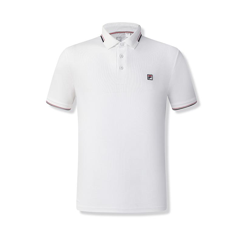 Fila Athletics Tennis Fashion Comfortable Simple Casual Sports Knit Short Sleeve Polo Shirt Men Tops Jade-White A11M523146F-WT