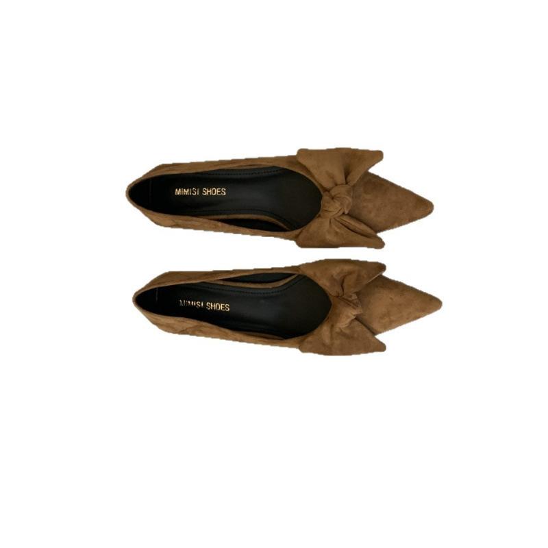 Huge Good-looking Pointed French Bow Wedge Heel Single Shoes Women's Shoes 2025 Spring and Autumn Temperament Commuting Red Small Heels