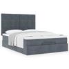 Ottoman Bed with Mattress Dark Grey 140x190 cm Velvet